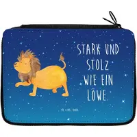 Mr. & Mrs. Panda Mäppchen Sternzeichen Löwe - Sternenhimmel Blau - Geschenk, August, König Der Tiere, Geburtstag, Schulmäppchen, Bleistiftetui, Etui für Stifte, Juli