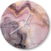 DEQORI Glasuhr Ø30 cm Zahlen 'Zarte Wirbel' Wanduhr Glas Uhr Design leise Küchenuhr