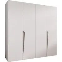 MEBLE KRYSPOL Schrank 200x202x52 cm mit Kleiderstange, 4xTür, PIANO, Weiß, Griff Kaschmir