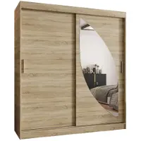 MEBLE KRYSPOL Kryspol - Kleiderschrank mit Spiegel, 180 cmx200x62cm, 2 Tür, MILO 180, Sonoma Eiche