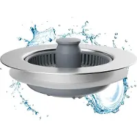 BundiGlassware Küchen Spülbecken Stöpsel,Edelstahl-Shell mit Anti-Verstopfungssieb,Lebensmittelreste Herausfiltern, universeller Spülensieb und Geruchsverhinderung -Tiefe der Spüle>22mm