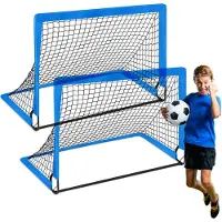 Lixada Outdoor-Sport-Kinder-Fußballtor, tragbares faltbares Fußballtor, Kleinkind-Fußballspiel-Torrahmen, zweiteiliges Set, blau