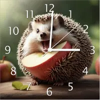 Wallario Design Wanduhr Lustiger Igel aus Echtglas, Größe 30 x 30 cm