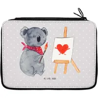 Mr. & Mrs. Panda Etui Koala Künstler - Grau Pastell - Geschenk, Liebesgeschenk, Liebe, für Stifte, Federtasche, Mäppchen, Zeichnen, Federmappe, Federmäppchen, Gefühle