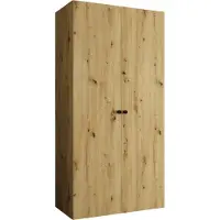 MEBLE KRYSPOL Schrank 100x202x52 cm mit Kleiderstange, 2xTür, PARMA, Artisan-Eiche, Griff Schwarz