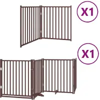 Syfax 6-tlg. Hundetor mit Tür Faltbar Braun 480 cm Pappelholz