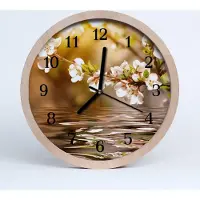 Tulup Holzuhr 30fi cm wanduhr - Blumen Natur