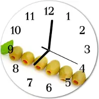 Tulup Glasuhr Wanduhr Küchenuhr Echt-Glas 30fi cm Oliven grün