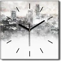 Coloray Uhr auf Leinwand 30x30 cm Wand Uhr Dekoration Wohnzimmer Segeltuch schwarze Hände -Abstraktion Aquarell