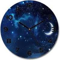 Tulup Wanduhr aus Glas 30fi Glasbild Glasuhr Gehärtetes Glas - schwarze-zeiger - Starry sky