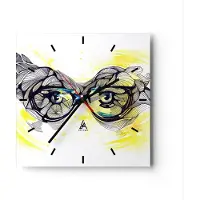 ARTTOR Wanduhr - Quadrat - Glasuhr - Person Auge Schatten Dekoration - 30x30cm - Schleichendes Uhrwerk - Lautlos - zum Aufhängen bereit - Dekoration Modern - Wanddekoration aus Glas - C3AC30x30-3028