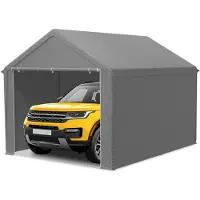 TRMLBE Carport 3x4 m Zeltgarage mit Abnehmbar Seitenwände Große Garagenzelt Lagerzelt UV-Schutz Windfest Winterfest Autozelt Unterstand, Grau