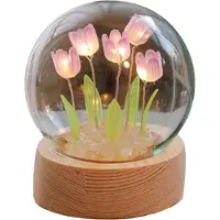 Lixada Blume Nachtlicht Tulpe Nachtlampe Home Dekoration Nachtlicht Nachttisch Licht für Büro Schlafzimmer lila