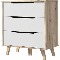 Freiraum Schubkastenkommode >VANKKA< 3 Schubladen, in Planked Eiche Nachbildung ,weiß - 80x86,3x42cm (BxHxT)