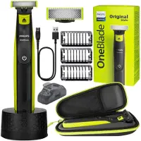 Philips OneBlade QP2724/10 Rasierer + Etui + Ladestation für , Grün/Schwarz, Körperaufsätze