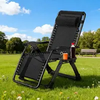 Topchances Gartenliege Klappbar Sonnenliege Relaxliege für Balkon, Klappbarer liegestuhl 200kg Tragfähigkeit, Campingstuhl mit Verstellbarem Rückenlehne für Outdoor Garten Terrasse,Schwarz