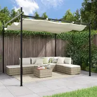 vidaXL Design Möbel Pergola mit Schiebedach Creme 295x292x230 cm,Pavillons & Partyzelte - 2025 Neu8232