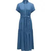 Ragwear Maxikleid "Liora Denim" 1 tlg. Ohne Taschen Wadenlanges Jeanskleid mit Bindeband