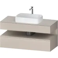 Duravit Collection One Konsolenwaschtischunterbau, 1 Auszug, 1 Schubkasten, Ausschnitt mittig, 1200x550x600mm, Nische Taupe Supermatt, QA4732083910010, Farbe: Taupe Matt/mit Nischenbeleuchtung