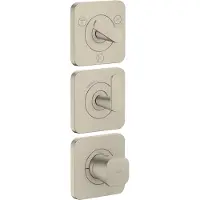 Hansgrohe AXOR Citterio C Thermostatmodul 380/120 Unterputzmodell mit Rosetten für 3 Verbraucher, 49710820, Farbe: Brushed Nickel