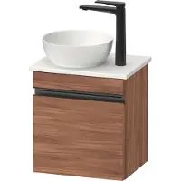 Duravit Sivida Konsolenwaschtischunterbau, Türanschlag links, Griffleiste Diamantschwarz Matt, 400x325x440mm, SV4656LBD790000, Farbe: Nussbaum matt