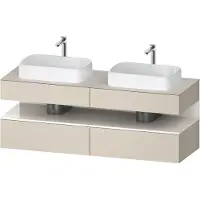 Duravit Collection One Konsolenwaschtischunterbau, 2 Auszüge, 2 Schubkästen, 2 Ausschnitte, 1600x550x600mm, Nische Weiß hochglänzend, QA4779022830010, Farbe: Taupe Supermatt/mit Nischenbeleuchtung