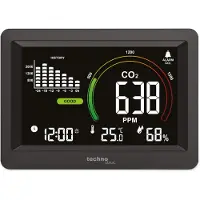 Techno Line CO2-Messgerät / CO2-Anzeige WL1028, Kohlendioxid, Ampel-Anzeige, Luftgüte, Akku