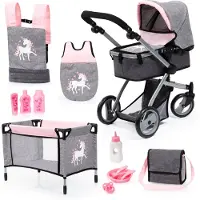 Bayer - Puppenwagen Playset - Grau / Rosa