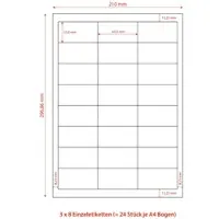 VEPATIM 24000x Etiketten Labels selbstklebend weiß 64.6 x 33.8mm auf DIN A4