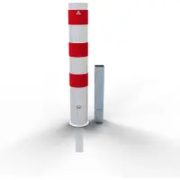 SCHAKE Stahlrohrpoller herausnehmbar aus Stahlrohr verzinkt Ø193x3,6mm weiß beschichtet mit rot reflektierenden Leuchtstreifen Dreikantverschluss 1500mm Gesamtlänge