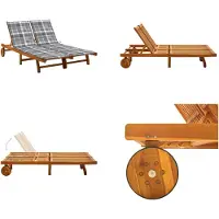 vidaXL 2 Personen Sonnenliege mit Auflagen Akazie Massivholz - Sonnenliege - Sonnenliegen - Holz-Sonnenliege - Holz-Sonnenliegen