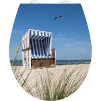 Wenko WC Sitz Toiletten Klo Deckel Sitz Absenkautomatik Strandkorb Brillen