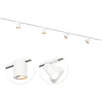 Qub Focus III 1-Phasen Schienenbeleuchtung - GU10 - 300 cm - I-Form - 2 Viror Duo Spots - 2 Viror Orbit Spots - Schienensystem - Weiß