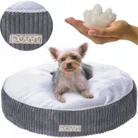 DOTTY Kuscheliges Plüschbett Hundebett Katzenbett - weiches rundes PLÜSCH Kissen für kleine und mittelgroße Hunde und Katzen Schlafplatz Größe M 60