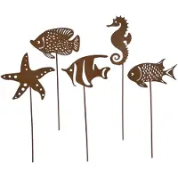 UNUS 5er Set Gartenstecker Rost Fische in Braun | Gr.: onesize