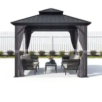 PURPLE LEAF Economy Hardtop Pavillon 2,4x3 m wasserdicht, winterfest und stabil, geeignet für den Garten, Grau