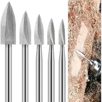 OEM Holzschneidwerkzeugset - 5-teiliges Set - Schnellschneidwerkzeugset aus Stahl - Holzfrässet für Drehwerkzeuge geeignet - Holzschneid- und Bohrwerkzeuge mit einer Zahnraddurchmesser von 3 mm