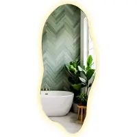 Coloray Modernistischer Spiegel – LED Lichtspiegel – Flacher Wandspiegel – Stilvoller Akzent – Rahmenloser Badspiegel – 35x80 cm – Warmweiß 3000K