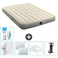 Intex Airbed - Doppelbett - 137 x 191 x 25 cm - Beige - Im Lieferumfang enthalten Spannbettuch - Küssen - Pumpe - Reperaturset en Kissenschutz
