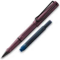 Lamy Tintenroller Safari Scarlet ROLL-INK Füller ergonomisch mit löschbare Füller Tintenpatrone blau