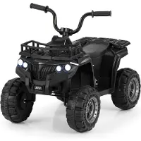 Goplus Kinder Quad Elektro 6V, Kinder-Ride-On ATV mit EIN-Knopf-Start, MP3-Player, LED-Scheinwerfern, Elektroauto für Kinder ab 2 Jahren (Schwarz)