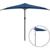 vidaXL Balkon-Sonnenschirm Alu-Mast Blau 300x155x223cm Halbrund