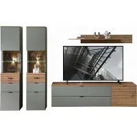 Innostyle Wohnwand >Ina< in Grün, Holzwerkstoff - 320x200x44cm (BxHxT)