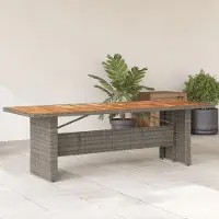vidaXL Möbel Gartentisch mit Akazienholz-Platte Grau 240x90x75cm Poly Rattan - Gartentische &15673