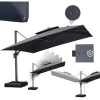 PURPLE LEAF Economy Hardtop Pavillon 3 x 2,4 m wasserdicht, winterfest und stabil für den Garten, Grau,mit Beleuchtung