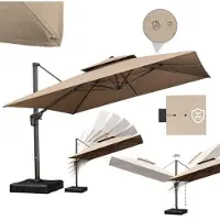PURPLE LEAF Economy Hardtop Pavillon 3,65x3 m wasserdicht, winterfest und stabil für den Garten, Grau,mit Beleuchtung