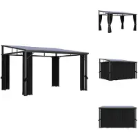 vidaXL Pavillon mit Vorhängen 405x294x244 cm Anthrazit - Pavillons & Partyzelte