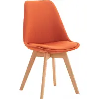 CLP Esszimmerstuhl Linares gepolstert mit Rückenlehne Buchenholzgestell | Farbe orange Material Stoff