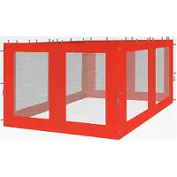 Markenlos 4 Seitenteile mit Moskitonetz 3x3m Seitenwand Rotorange RAL 2001
