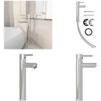 vidaXL Badezimmer Mischbatterie Silbern 12x30 cm - Waschtischbatterie - Waschtischbatterien - Wasserhahn - Wasserhähne